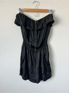 5|48 Black Satin Romper w/ Pockets